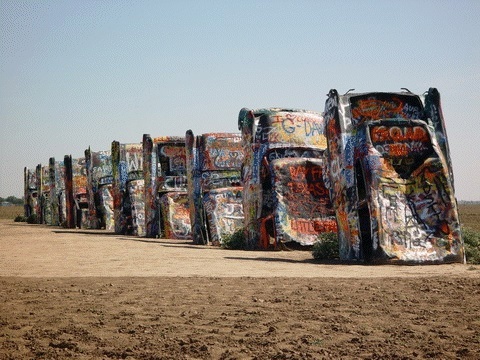 Cadillac on Cadillac Ranch Near Amarillo Texas Close Cadillac Ranch Near Amarillo